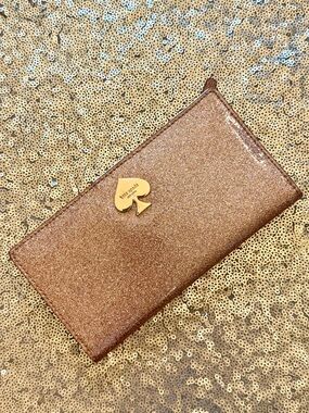 NEW Kate Spade Glitter Bug Wallet Rose Gold